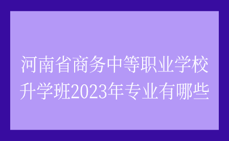 河南省商务中等职业学校升学班2023年专业有哪些